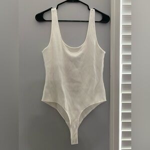 Vince Women's White Ribbed Bodysuit